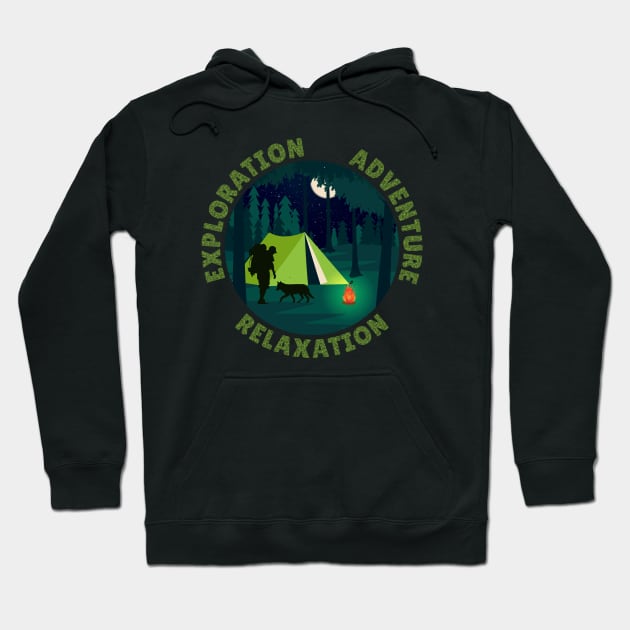 Exploration Adventure Relaxation Camping Hiking Therapy Hoodie by Rosemarie Guieb Designs